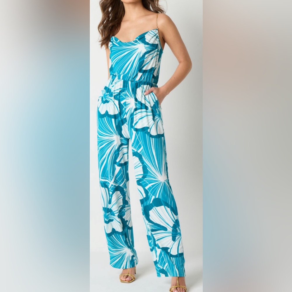 Bold Elements Chain Strap Cowl Jumpsuit